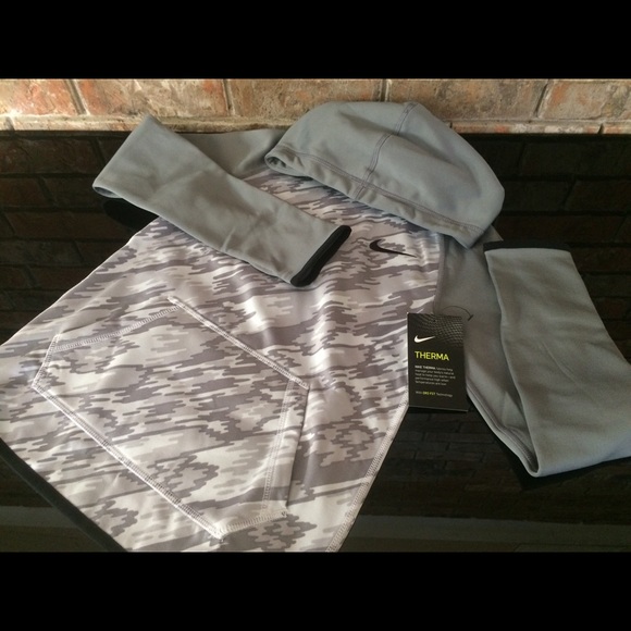 Nike Dri-Fit Therma Hoodie Girls Sz S (8) Grey - Picture 3 of 4